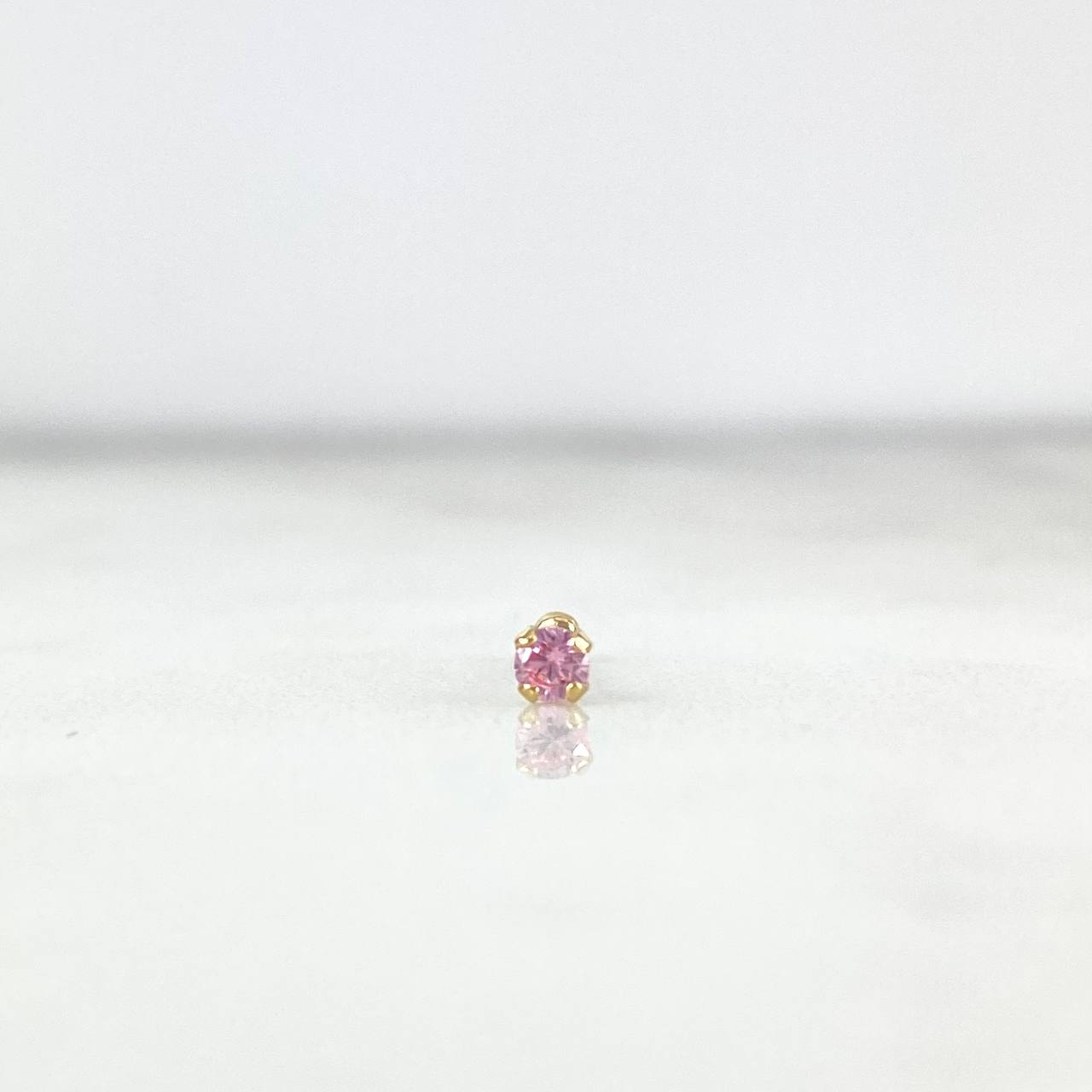 Piercing Chispa Fija 0.1gr / 1cm / Circon Rosa Oro Amarillo 18K (Joya)