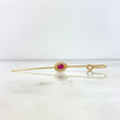 Piercing / Arete Cruzado 2.3gr / 7cm / 1mm Circones Blancos y Fucsia Oro Amarillo (Joya)