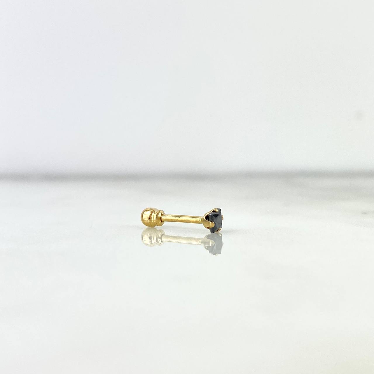 Piercing Chispa Lineal Cuadrada 0.3gr / 1cm / 3mm Circon Negro Oro Amarillo (Joya)