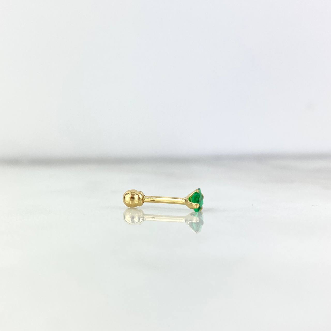 Piercing Chispa Lineal Cuadrada 0.3gr / 1cm / 3mm Circon Verde Oro Amarillo (Joya)