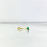 Piercing Chispa Lineal Cuadrada 0.3gr / 1cm / 3mm Circon Verde Oro Amarillo (Joya)