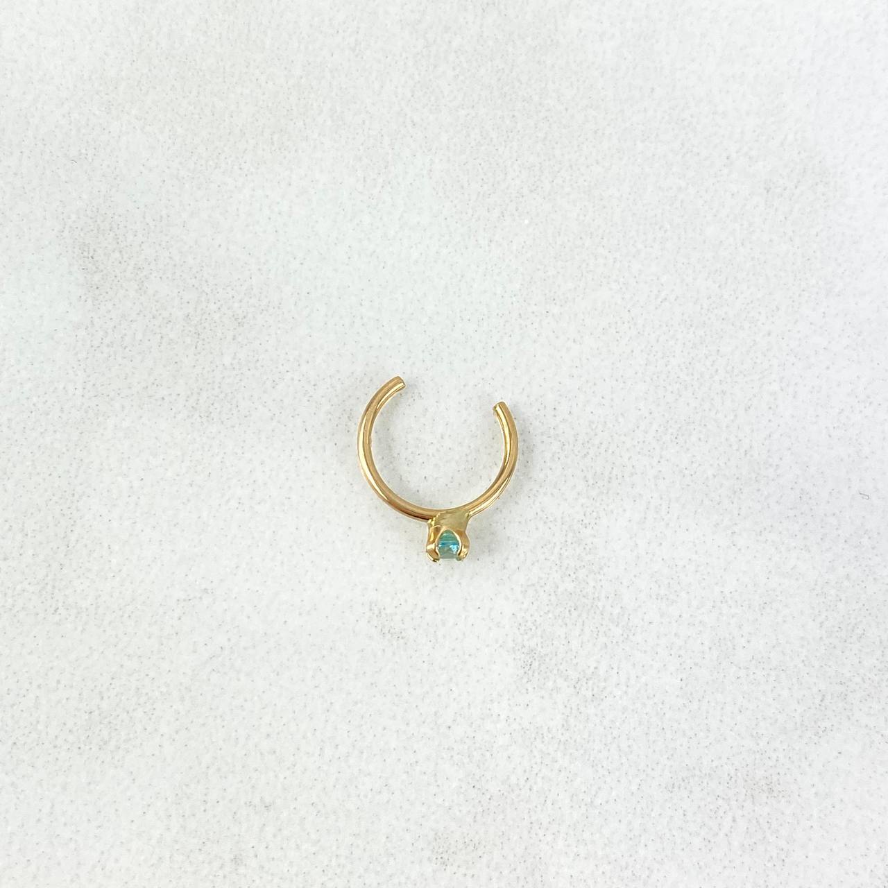 Piercing Aro Simulador 0.2gr / 1cm / 1mm Circon Celeste Oro Amarillo (Joya)