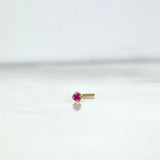 Piercing Chispa Recta 0.15gr / 1cm / Circon Fucsia Oro Amarillo 18K (Joya)