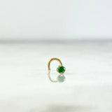 Piercing Chispa Curva 0.15gr / 0.7cm / Circon Verde Oro Amarillo (Joya)