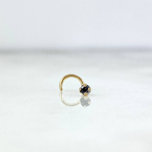 Piercing Curvo Chispa Fija 0.15gr / 1cm / Circon Negro Oro Amarillo 18K (Joya)