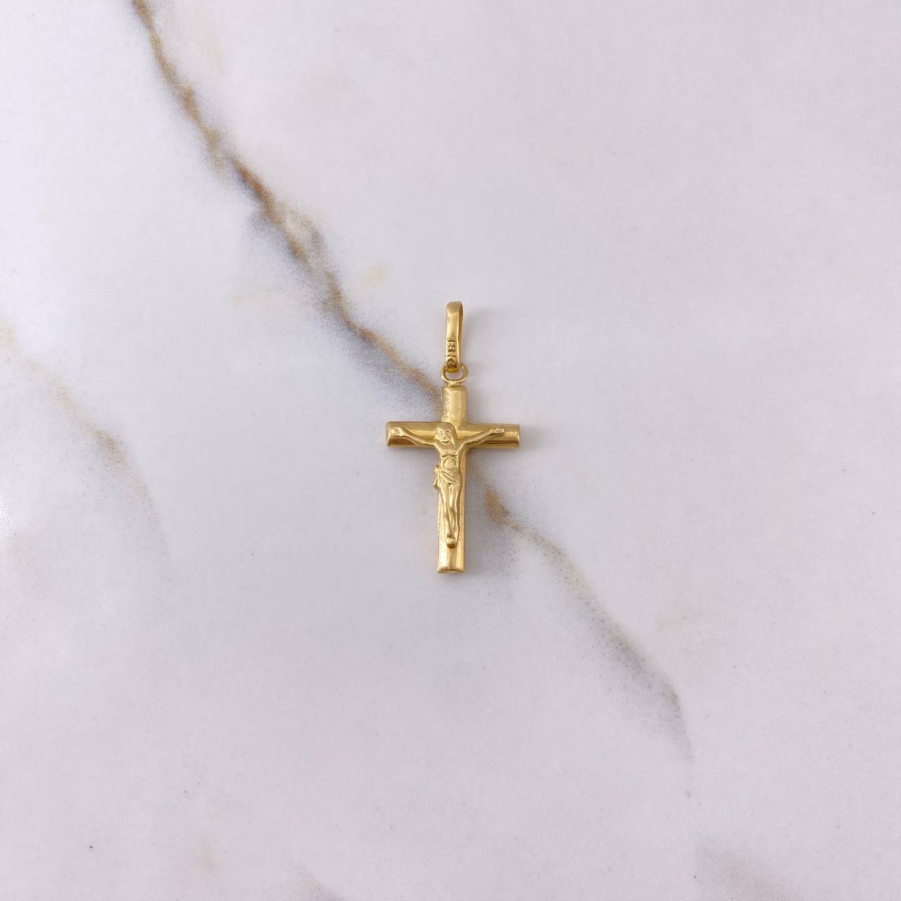 Dije Cruz Cristo 1gr / 3cm / Lisa Redondeada Oro Amarillo $