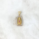 Dije Virgen Guadalupe 4.05gr / 3.3cm / Circones Fucsias Verdes Blancos Dos Oros Amarillo Blanco *