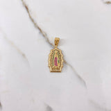 Dije Virgen De Guadalupe 4.55gr / 3.7cm / Circones Blancos Verdes Fucsias Oro Amarillo $