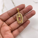 Dije Virgen De Guadalupe 5.4gr / 3.5cm / Circones Blancos Fucsias Verdes Oro Amarillo $