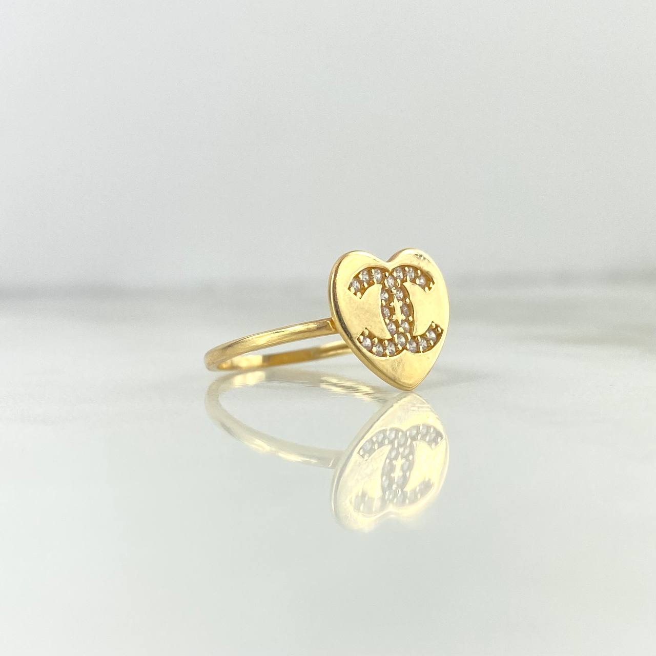 Anillo Corazon Ola Cruzada 1.7gr T6 1/2 Circones Blancos Oro Amarillo Italy +4 (Oferta)