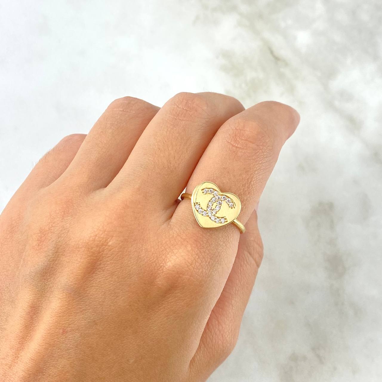 Anillo Corazon Ola Cruzada 2gr T6 3/4 Circones Blancos Oro Amarillo Italy +4 (Oferta)