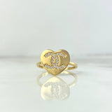 Anillo Corazon Ola Cruzada 2.05gr / T7 / Circones Blancos Oro Amarillo +4