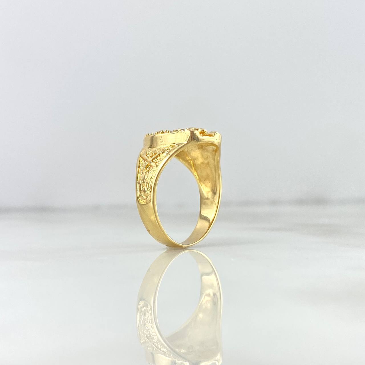 Anillo Herradura Caballo 5.5gr / T7 1/2 / Circones Blancos Oro Amarillo