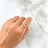 Anillo Cruz Bizantina 1.3gr / T7 / Circones Blancos Oro Amarillo