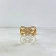 Anillo En V cruzada 3.75gr / T7 1/4 / Circones Blancos Oro Amarillo