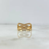 Anillo En V cruzada 3.75gr / T7 1/4 / Circones Blancos Oro Amarillo