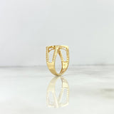 Anillo En V cruzada 3.75gr / T7 1/4 / Circones Blancos Oro Amarillo