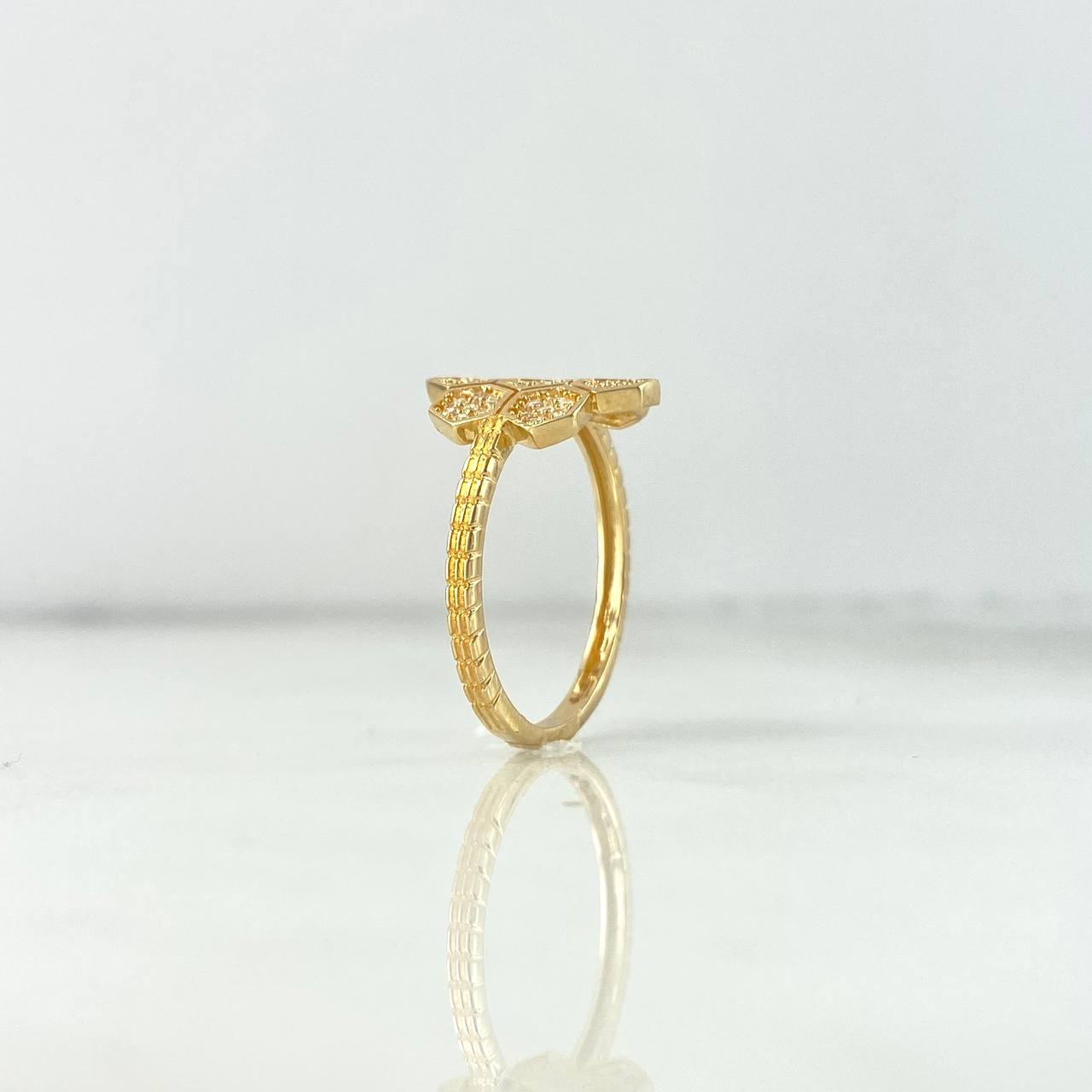 Anillo Panal 2.85gr / T7 1/2 / Circones Blancos Oro Amarillo