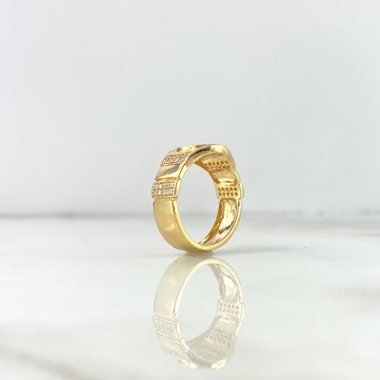 Anillo Corona RX 4.5gr / T7 1/2 / Circones Blancos Oro Amarillo