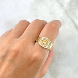 Anillo Corona RX 4.5gr / T7 1/2 / Circones Blancos Oro Amarillo