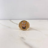 Anillo San Miguel Arcangel 12.8gr / T9 1/2 / Circones Blancos Tres Oros $