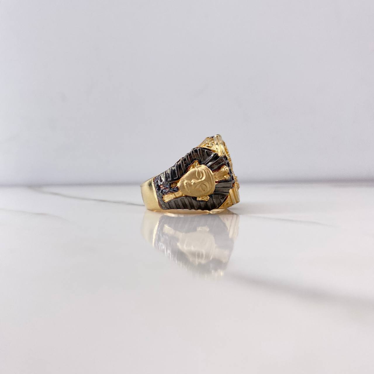 Anillo Egipcio 25.2gr / T10 3/4 / Circones Blancos Oro Amarillo $