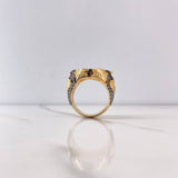 Anillo Egipcio 25.2gr / T10 3/4 / Circones Blancos Oro Amarillo $