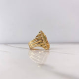 Anillo Virgen Guadalupe 7.45gr / T8 / Circones Verdes-Fucsias Oro Amarillo *