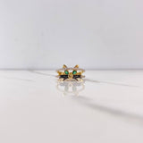 Anillo Rostro Gato 3.45gr / T7 / Circones Blancos Verdes Dos Oros Amarillo Blanco $