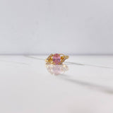 Anillo Ovalo Lineas 1.8gr / T6 1/2 / Solitario Circones Rosado Blancos Oro Amarillo $