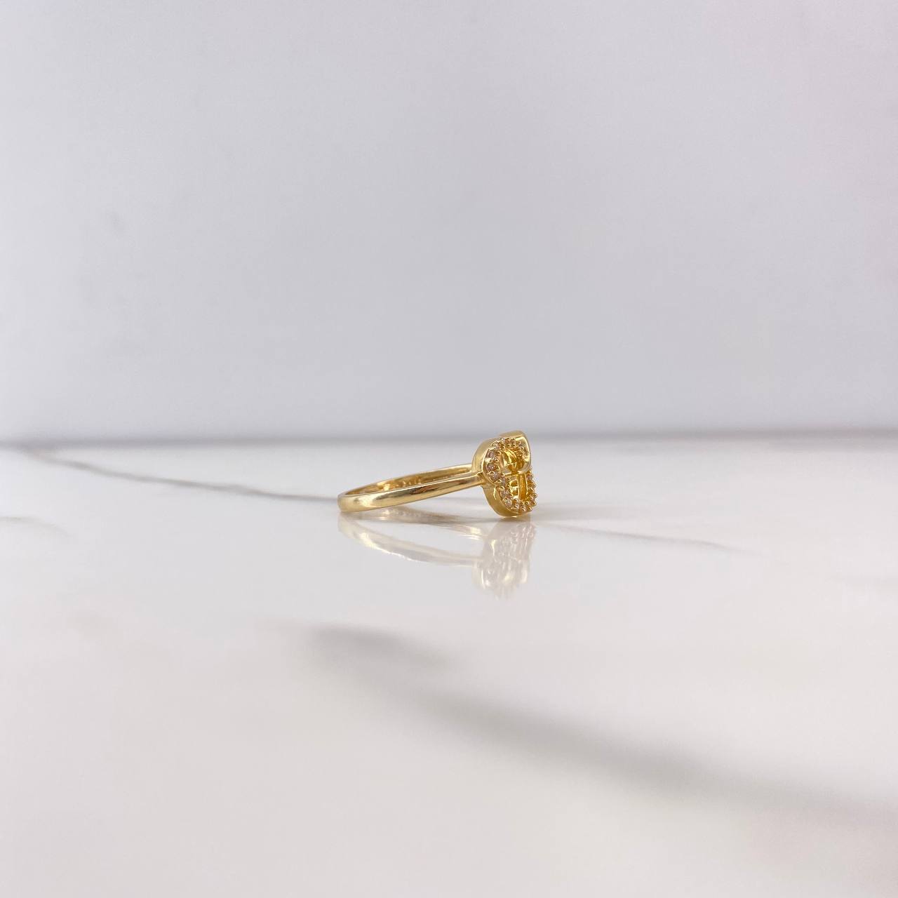 Anillo Corazon Infinito 2.5gr / T6 1/2 / Circones Blancos Oro Amarillo $