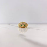 Anillo Buho 6.1gr / T9 3/4 / Texturizado Circones Verdes Blancos Oro Amarillo $