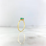 Anillo Solitario Cuadrado Flor 2.25gr / T7 1/2 / Esmeraldas 49 Puntos Diamantes Blancos 8 Puntos Oro Amarillo (Joya) *