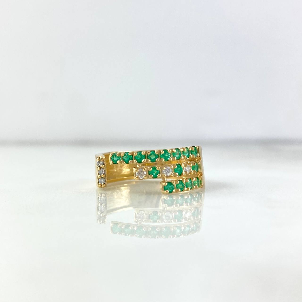 Anillo Matrix 4.2gr / T8 1/2 / Esmeraldas 50pts Diamantes Blancos 15pts Oro Amarillo (Joya)