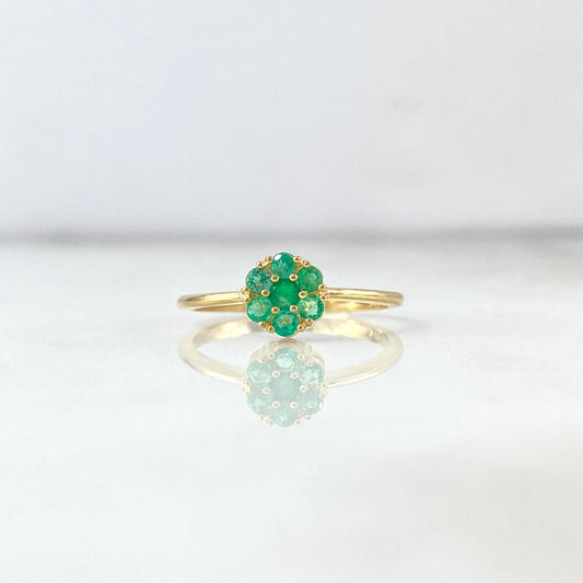 Anillo Solitario Flor 2.15gr / T7 / Esmeraldas 30pts Oro Amarillo (Joya)