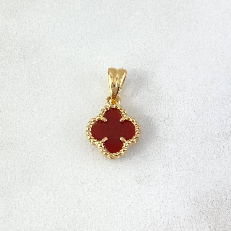 Dije Trebol VCyA 1.5gr / 1.7cm / Agata Roja Oro Amarillo +4