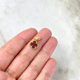 Dije Trebol VCyA 1.6gr / 1.7cm / Agata Roja Oro Amarillo +4