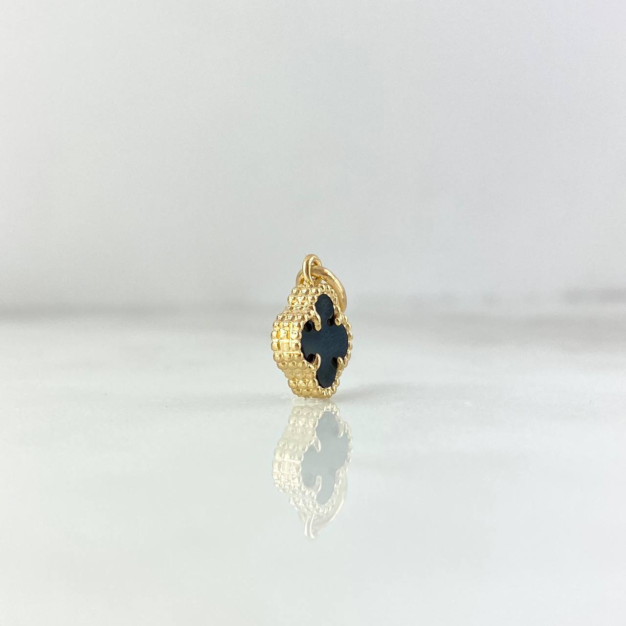 Dije Trebol VCyA 1.3gr / 1.7cm / Agata Negra Oro Amarillo +4