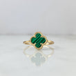 Anillo Trebol VCyA 2.2gr / T7 3/4 / Malaquita Verde Oro Amarillo +4