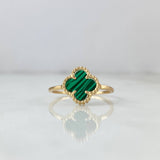 Anillo Trebol VCyA 2.2gr / T7 3/4 / Malaquita Verde Oro Amarillo +4