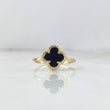 Anillo Trebol VCyA 2.15gr / T8 / Agata Negra Oro Amarillo +4 *