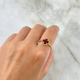 Anillo Trebol VCyA 2.1gr / T5 1/2 / Ámbar Rojo Oro Amarillo +4 *