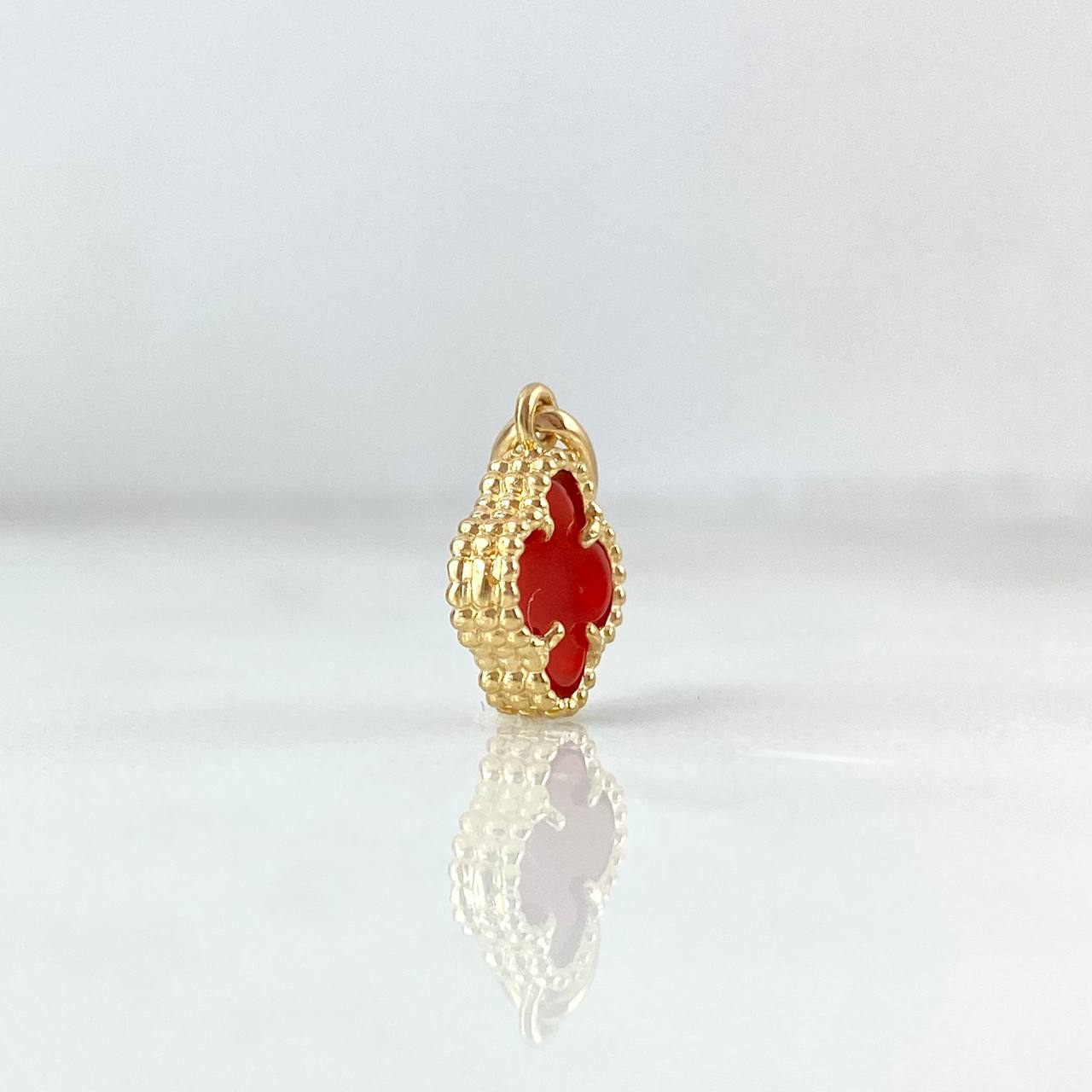 Dije Trebol VCyA 1.35gr / 1.7cm / Agata Roja Oro Amarillo +4 *