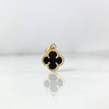 Dije Trebol VCyA 1.3gr / 1.8cm / Agata Negra Oro Amarillo +4