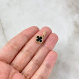 Dije Trébol VCyA 1.4gr / 1.8cm / Ágata Negra Oro Amarillo +4