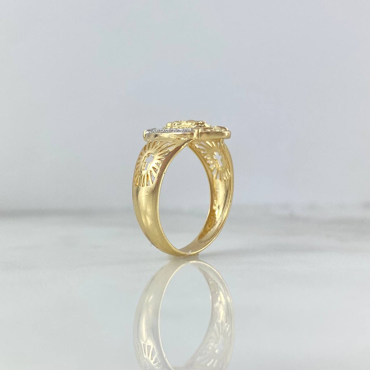 Anillo Virgen Guadalupe 3.45gr / T6 3/4 / Circones Blancos Oro Amarillo ©