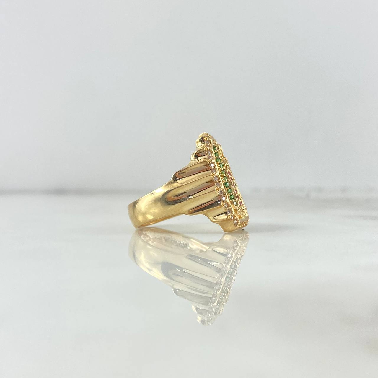 Anillo Virgen Guadalupe 7.4gr / T7 3/4 / Circones Blancos Verdes Fucsias Oro Amarillo ©