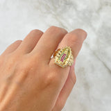 Anillo Virgen Guadalupe 7.4gr / T7 3/4 / Circones Blancos Verdes Fucsias Oro Amarillo ©