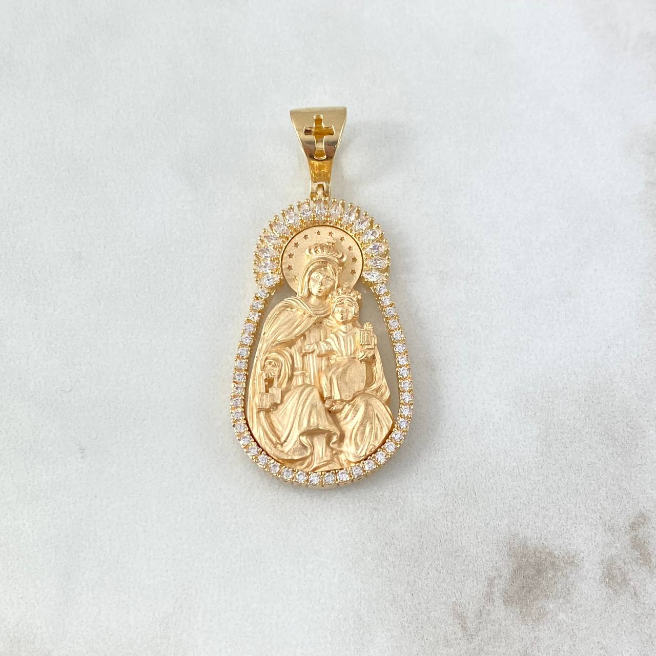 Dije Virgen del Carmen 12.25gr / 4.8cm / Circones Blancos Oro Amarillo