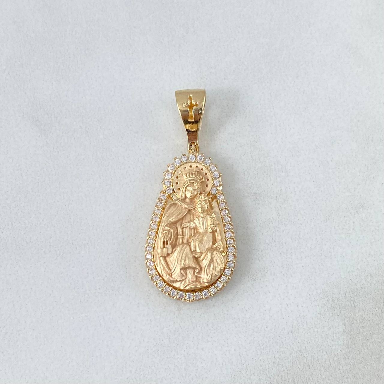 Dije Virgen del Carmen 5.25gr / 3cm / Circones Blancos Oro Amarillo